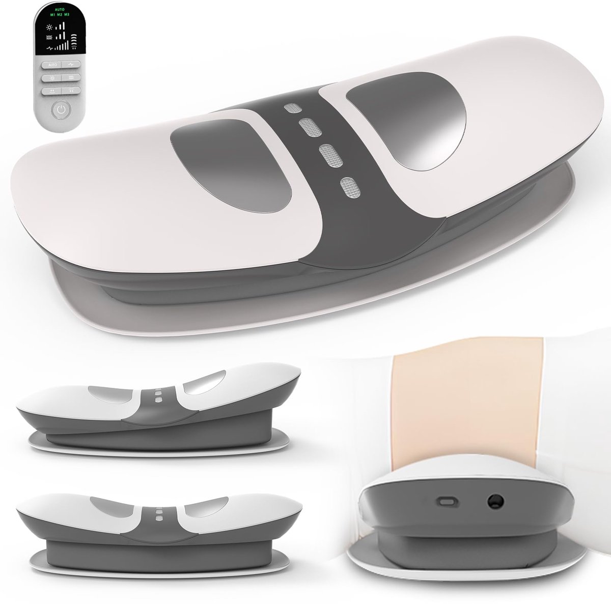 SnelShoppen - 4-in-1 Rugmassageapparaat Draadloze Rugstrekker met Airbag-Tractie, Warm Compressie, Vibratiemassage en EMS-Elektrotherapie voor Thuisge