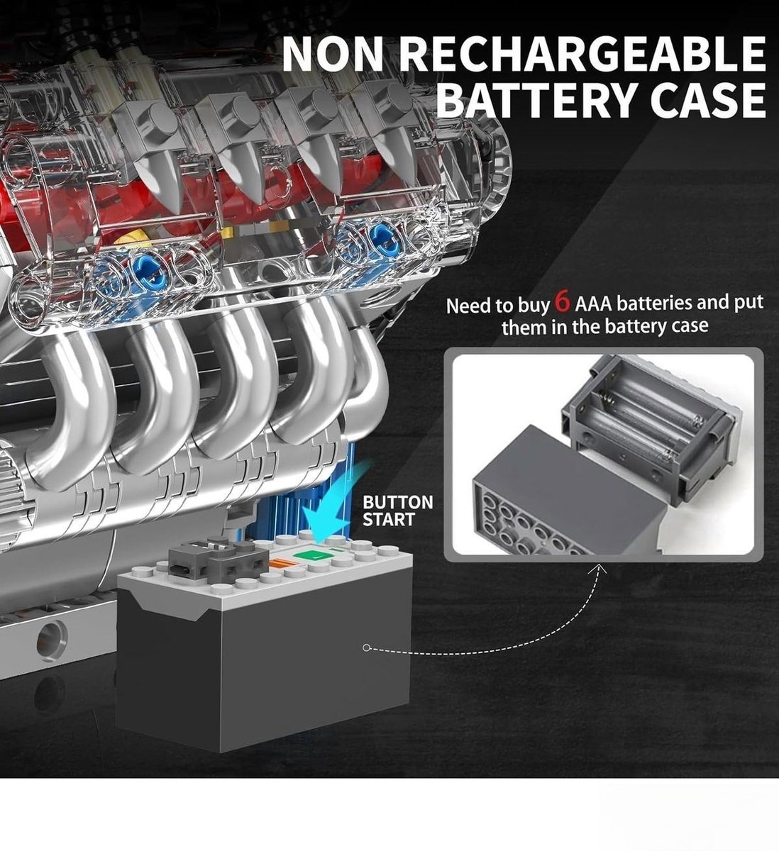 Mould King 10171 Icons Technic V8 formule 1 motor | F1 speed champions modelbouw | Creator classic bouwpakket compatibel met lego | Technische speelgoed ideas voor expert volwassenen & kinderen | Bouwdoos met 535 bouwstenen — afbeelding 7