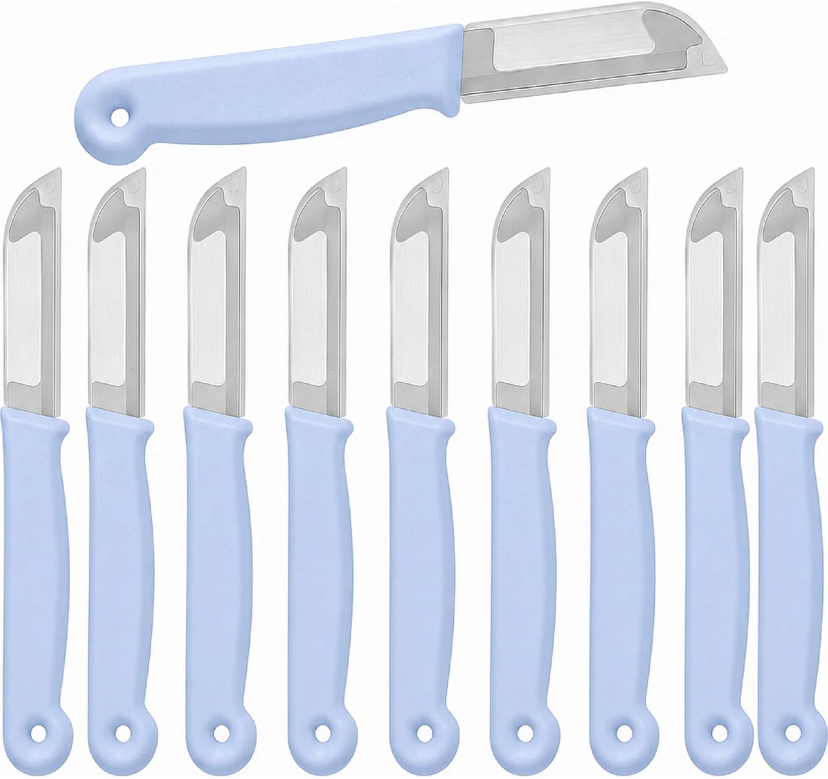 Solingen Schilmesje – RVS Glad – 16 cm met Blade Cover – Pastelblauw – 10 Stuks