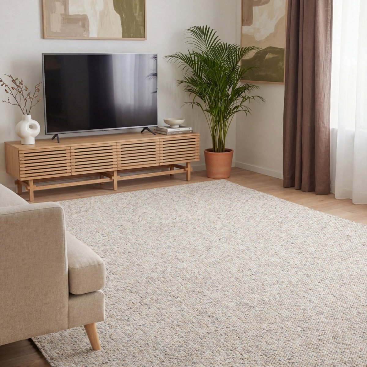 Elle Decoration Rocco vloerkleed in wol-look Rocco Crème/Multicolor - 80 x 150 cm - (XS)