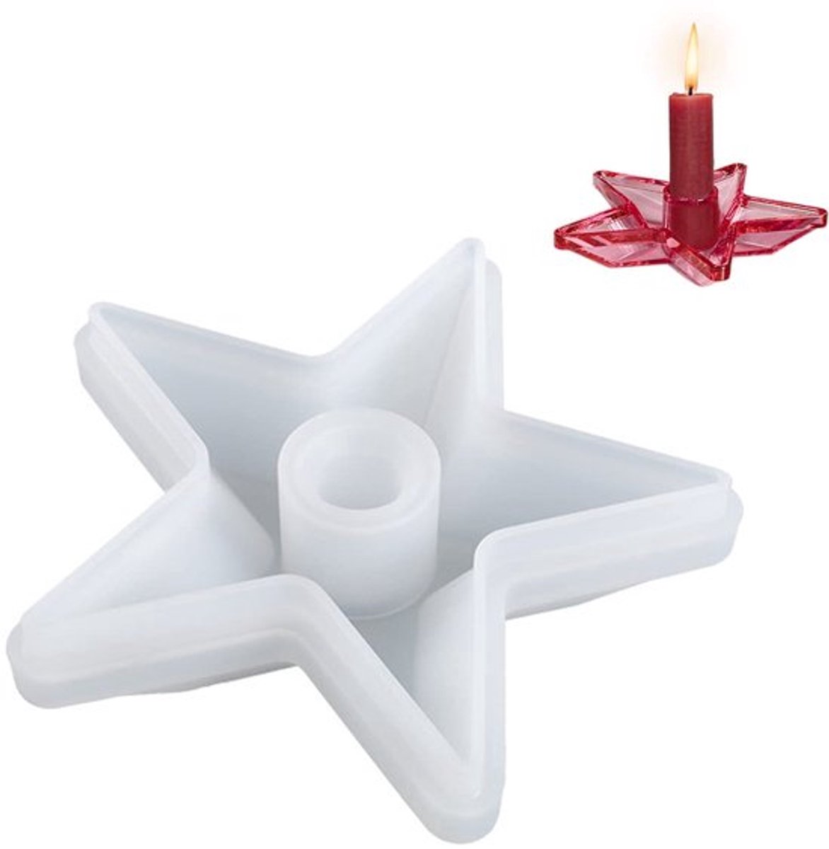 Kaarsenhouder Vijfpuntige Stervorm - Siliconen Gietvorm - DIY Kaarsenhouder - Antiaanbaklaag - Milieuvriendelijk - 15,2 x 15 x 3,7 cm