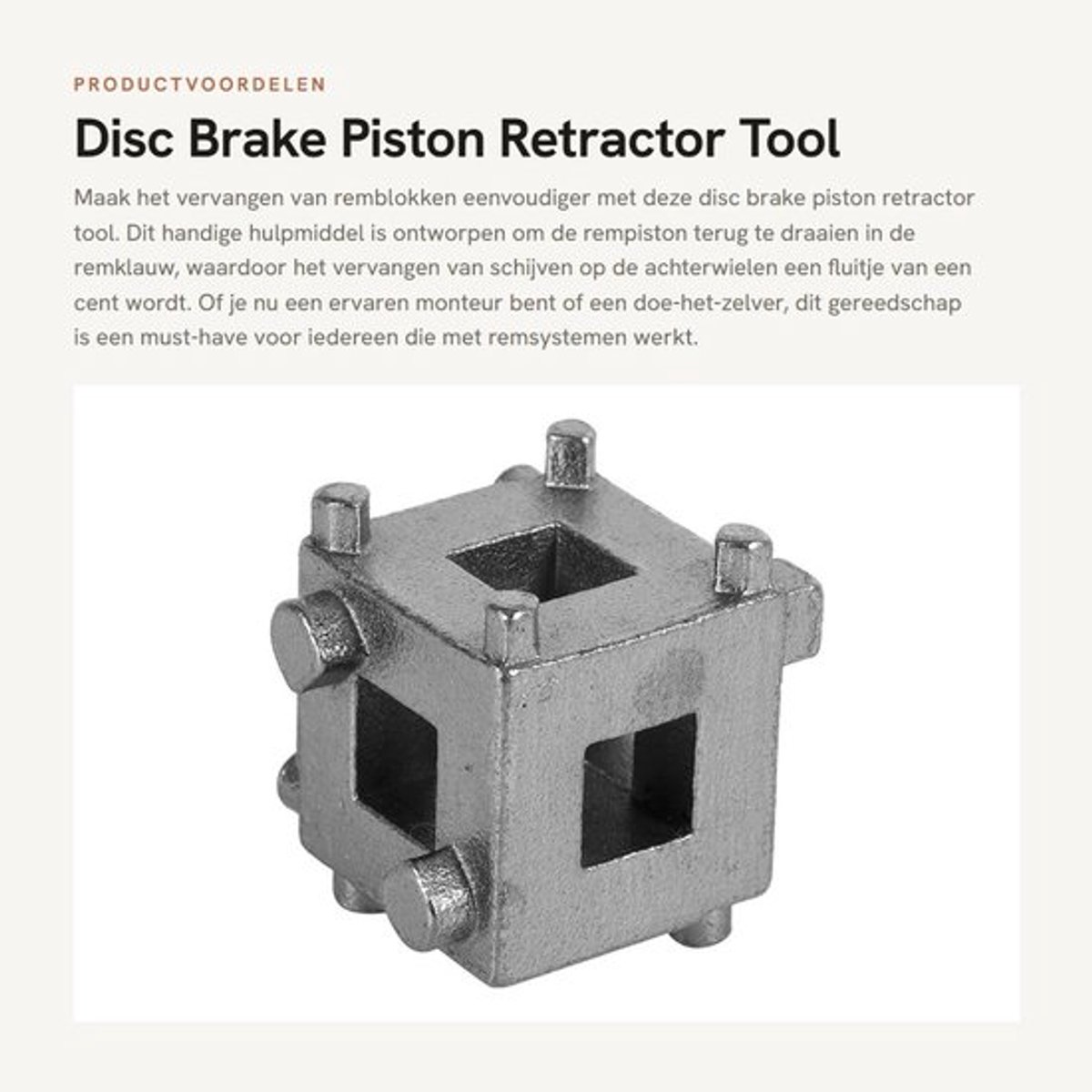 Schijfremzuiger Robuust - Retractor Tool - Zilver - Adapter - Koolstofstaal - Eenvoudig te gebruiken - Remklauwtool