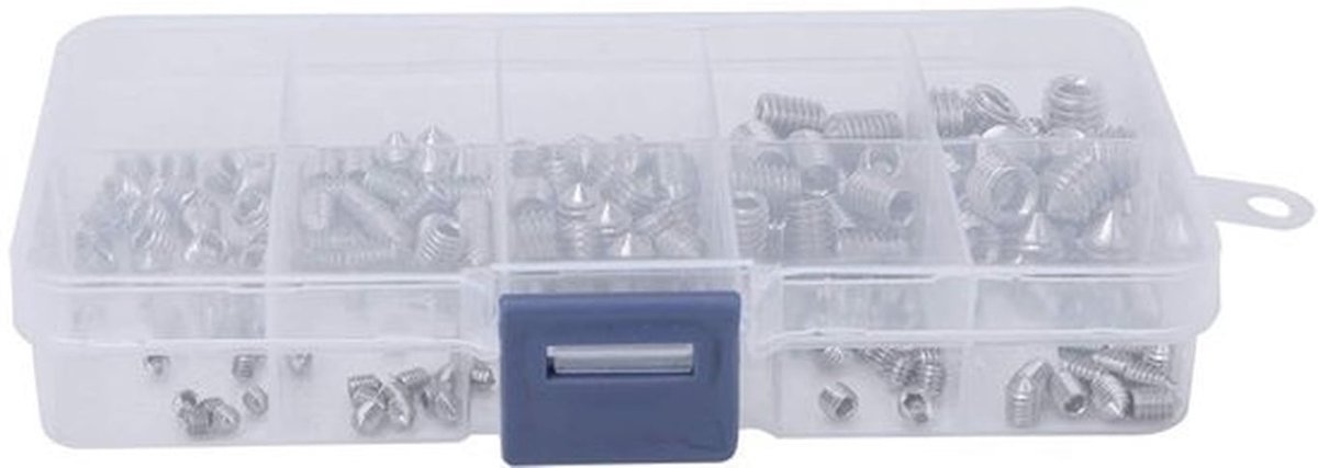 Draadstift 200 stuks - M3/M4/M5/M6/M8 - Roestvrij Staal - Conische Punt - Binnenzeskant - Compact en Duurzaam - Schroef