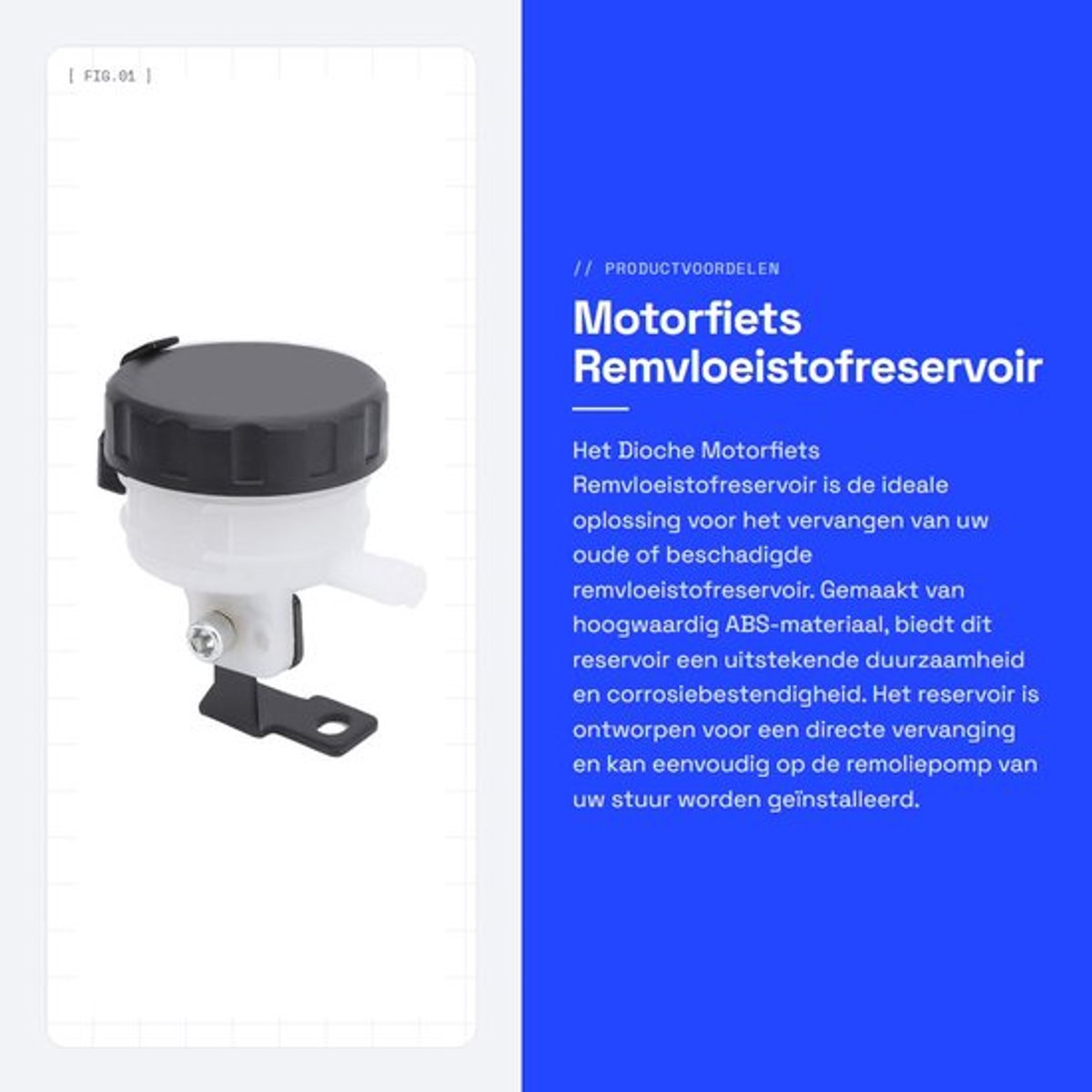 Remvloeistofreservoir - ABS Materiaal - Schokbestendig - Universele Montage - Duurzaam - Corrosiebestendig - Directe Vervanging - Remreservoir