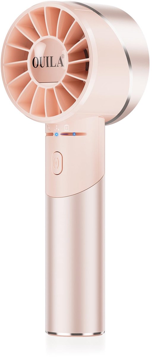 SnelShoppen - Handventilator Mini Ventilator USB Oplaadbaar Draagbare Accuventilator 4 Snelheden Turbo Wind 2600 mAh Max. 16 Uur Roze Voor Reizen Kant