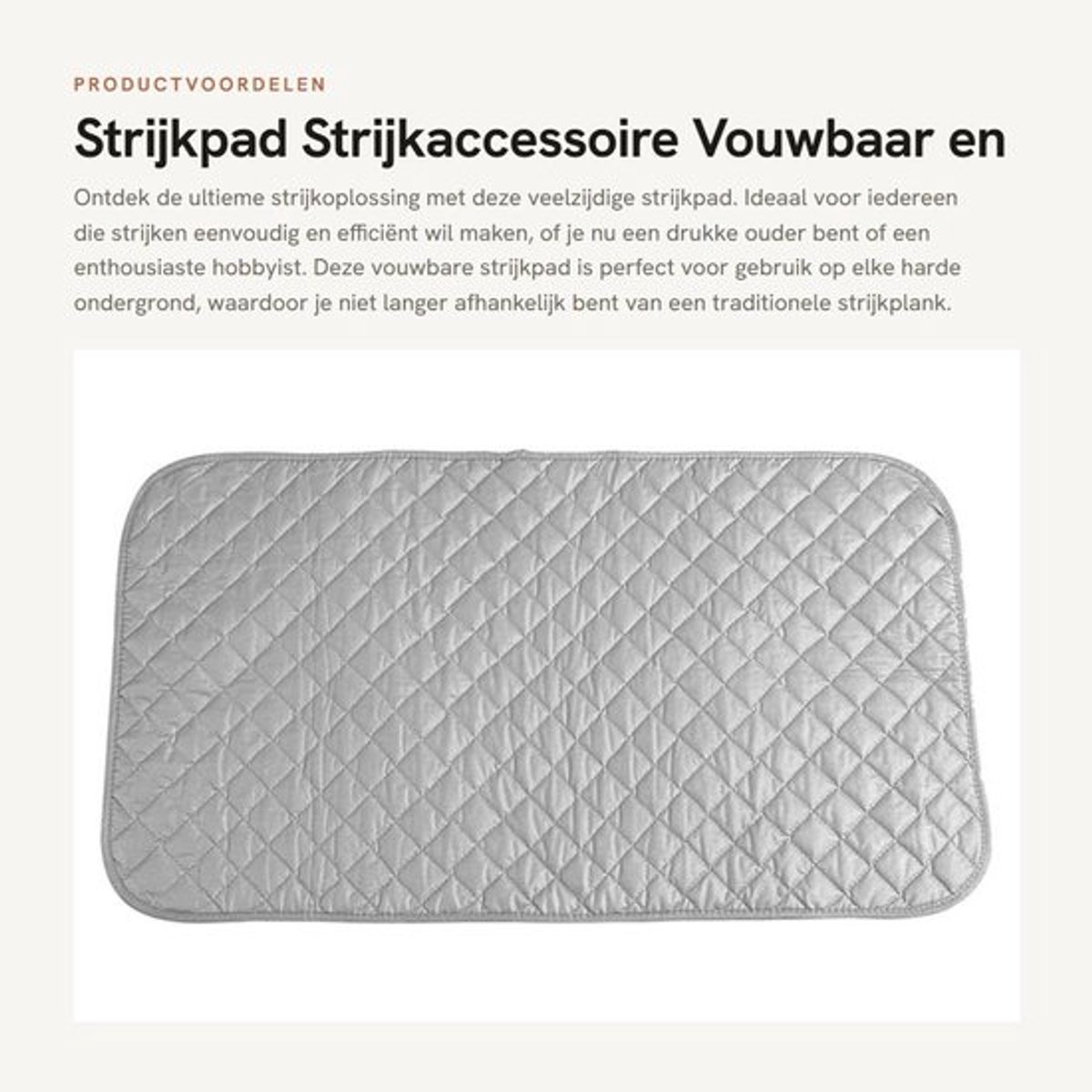 Strijkpad 48 x 85 cm - Hittebestendige Pad - Opvouwbaar - Draagbaar - Katoenen Materiaal - Gewatteerd - Strijkmat