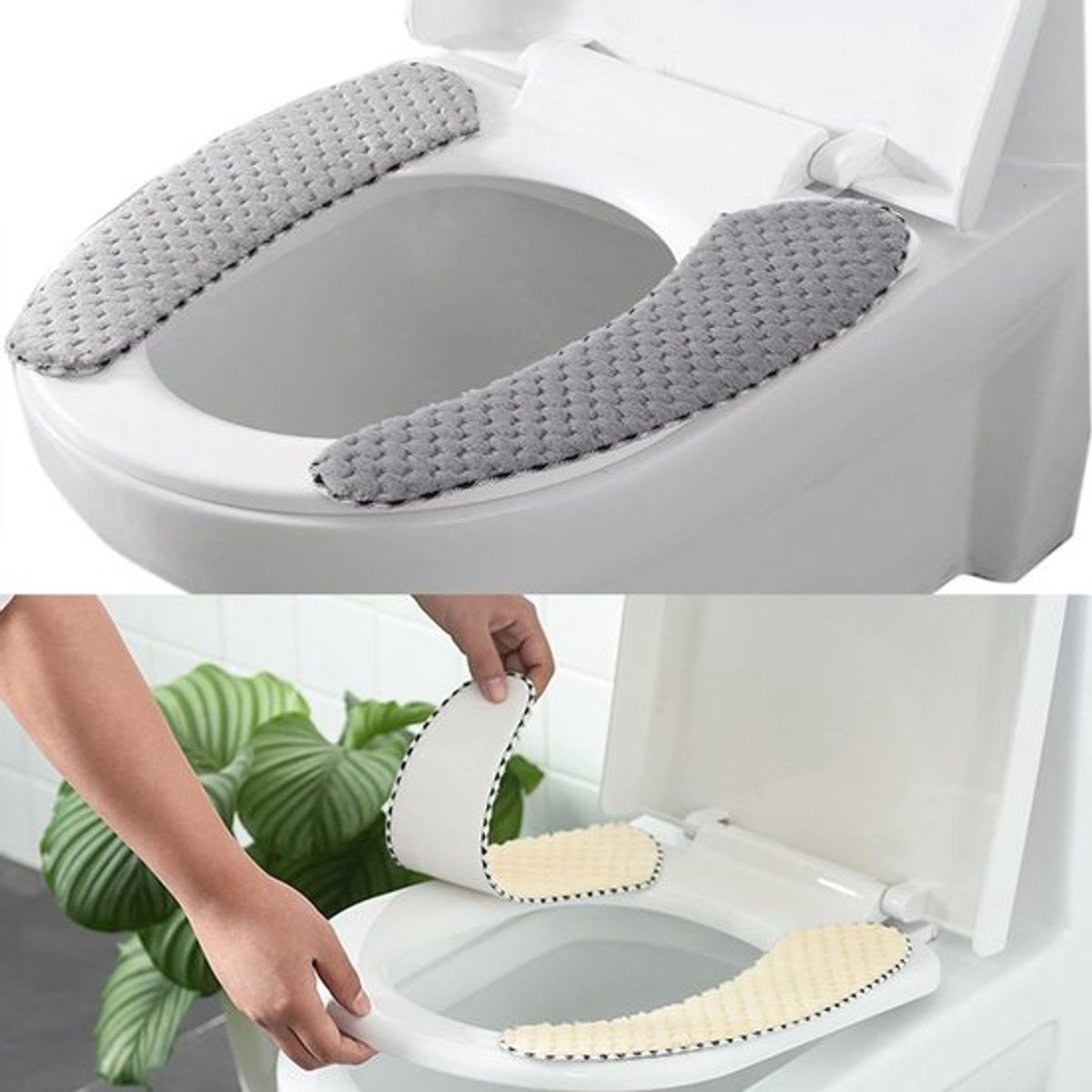 Toiletzitting Softclose - Set van 2 - Warm Grijs - Polyester - Eenvoudige Installatie - Elegante Uitstraling - Toiletseatcover