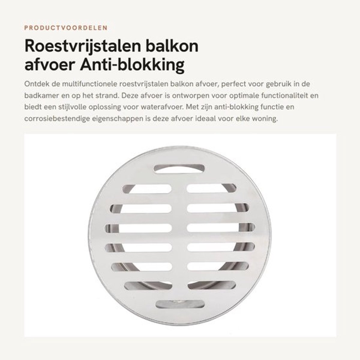 Vloerafvoer Roestvrij Staal - Afvoerputje Buiten - Afvoerputje Douche - Antiblocking - Platte Mond 110 - Gloednieuw