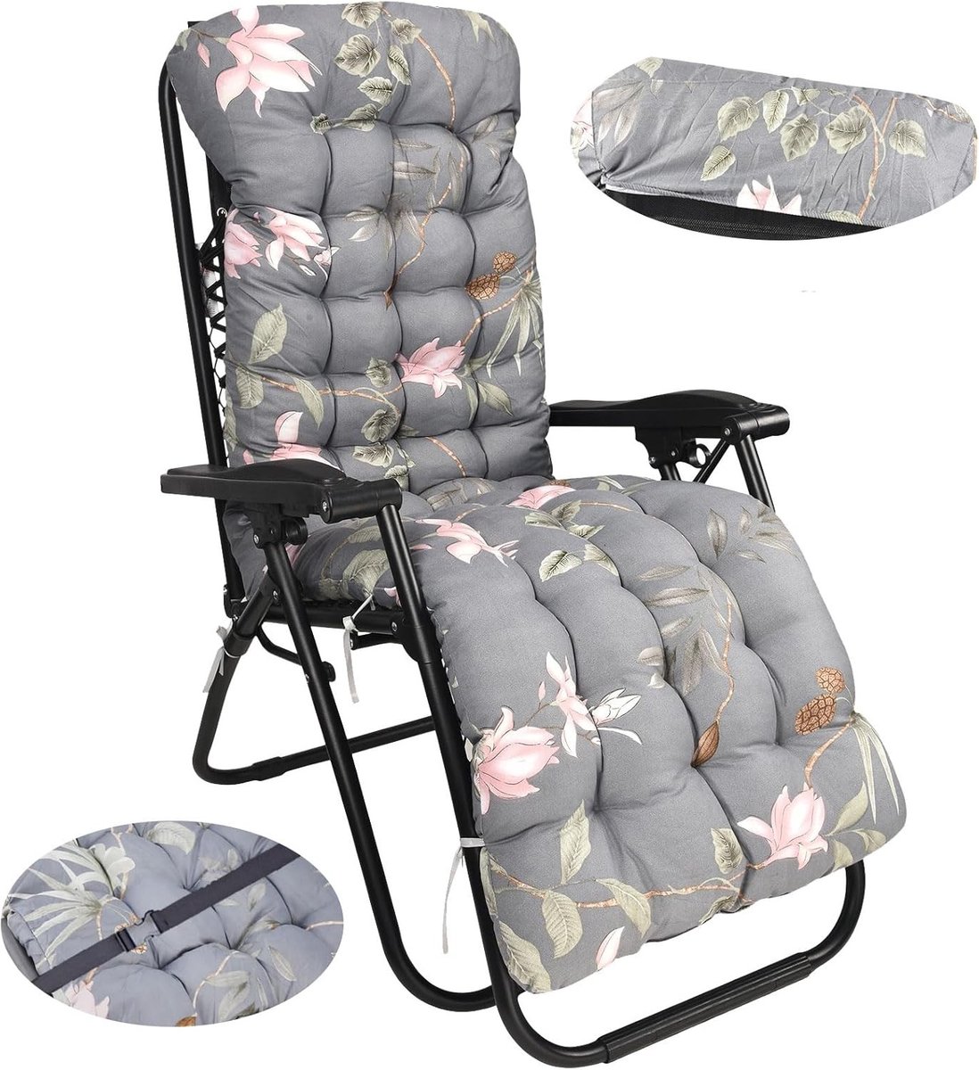 Comfortabele Tuinlounge Kussen met Hoge Rugleuning, Antislip, 8 cm Dikte, Ideaal voor Zonbedden en Reizen