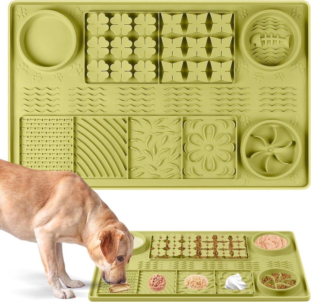 Grote Siliconen Snuffelmat, 81 x 51 cm, Hond Lick Mat met Zuignappen, Langzaam Voeden voor Kleine, Middelgrote en Grote Honden, Vermindert Verveling en Stimuleert Mentale Activiteit