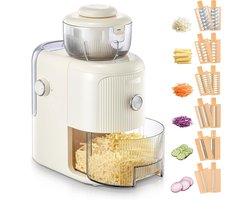 Elektrische Rasp - Keukenmachine Hakker - Maaltijden Bereiden - 6 Snelwissel Messen - 1.8L Container - Beige