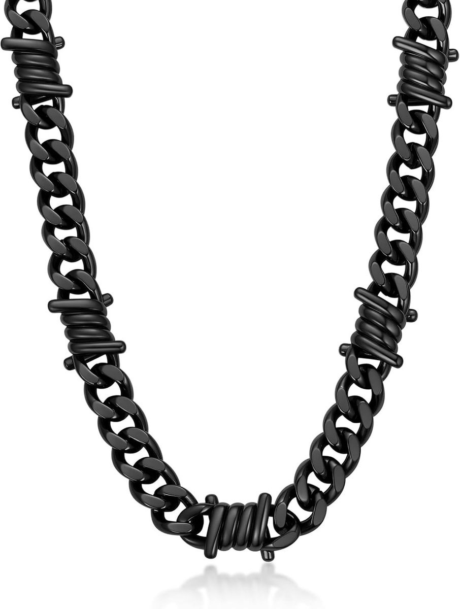 Herenketting van RVS met Doornmotief, 7/9mm Brede Cubaanse Schakel, Hip Hop Stijl voor Verjaardag en Cadeaus