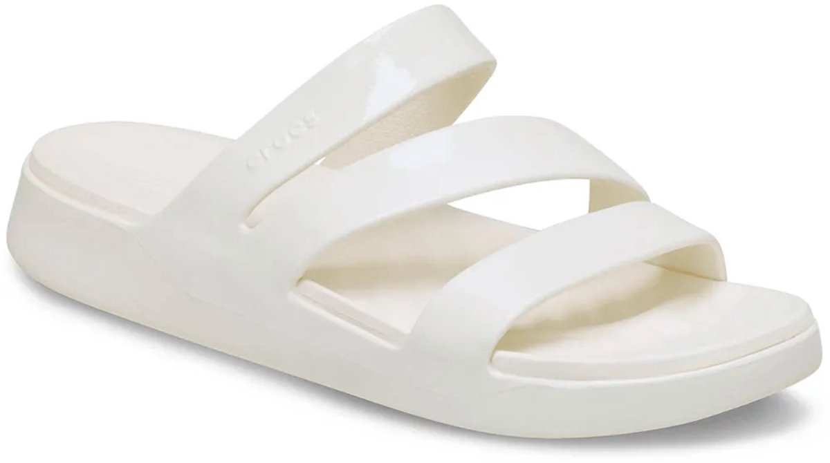 Crocs Getaway Patent Strappy Slippers Wit EU 39-40 Vrouw