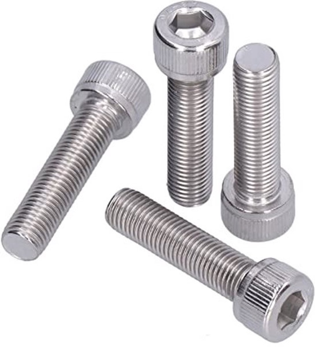 Zeskantbouten Roestvrij Staal - M10 - 1,25mm Pitch - DIN 912 - 4 Stuks - Voor Autocarrosserie/Bumpers - Strakke Bevestiging - Hexbouten