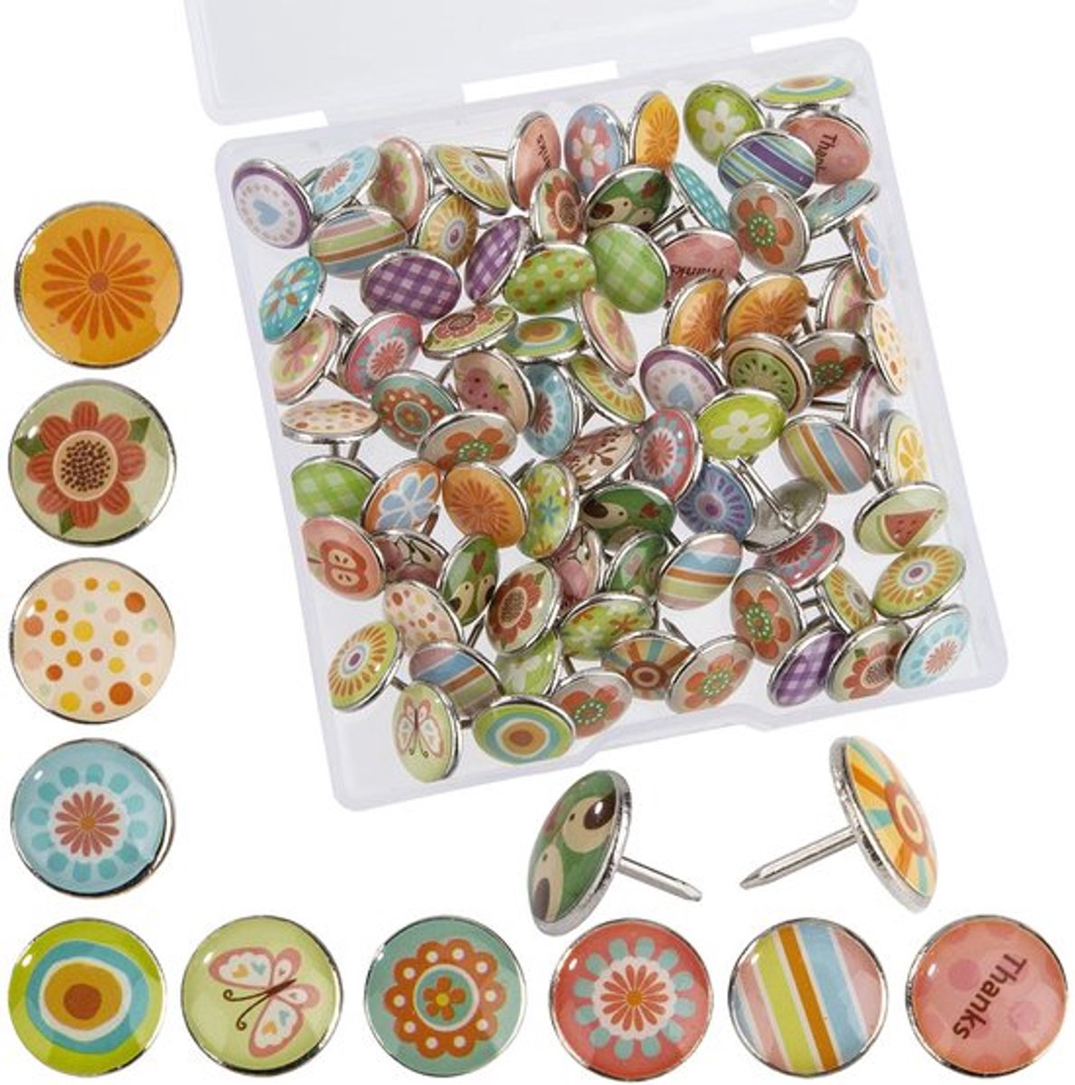 Punaises 80 Stuks - Decoratieve Spelden - Creatieve Tekenstiften - Voor Prikbord/Kurkplaten - Kleurrijk - Trendy Ontwerp