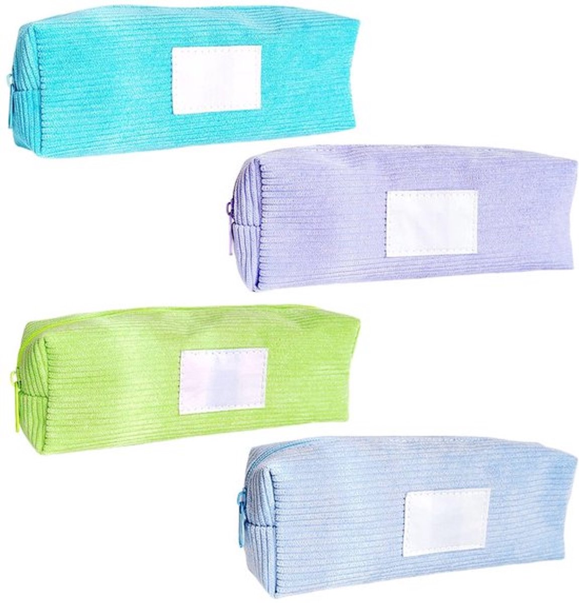 Pennenzak Grote Capaciteit - 4 Stuks - Fleece - Geschikt voor Studie/Office - Lichtpaars/Blauw/Neon Groen/Lichtblauw - Duurzaam en Comfortabel - Pencil Case