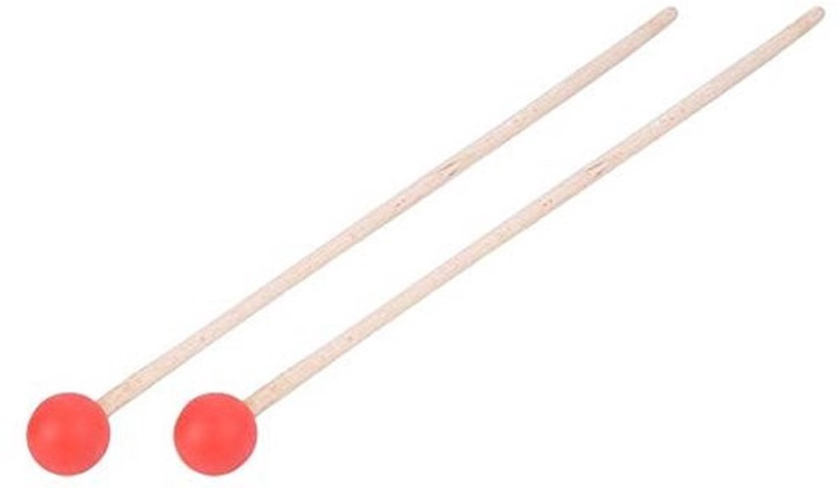 Allecto - Snaredrums Sticks - Drumsticks voor Xylofoon en Pauken - Vilt Hamer - Rood - Esdoornhout - Geschikt voor Snaredrums - 2 Stuks