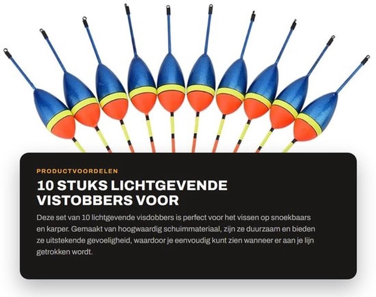 Visdobbers 10 Stuks - Lichtgevende Vlotter - Houten Slip Bobbers - Hoogwaardige Schuim - Antislip Design - Gevoelig en Duurzaam - Vissersfloat