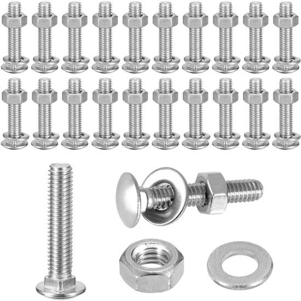Kopschroeven 25 Stuks - M6 x 40mm - Roestvrij Staal A2 V2A - Verzinkbare Kopbout - Met Moeren/Sluitringen - Hoge Sterkte - Schroeven