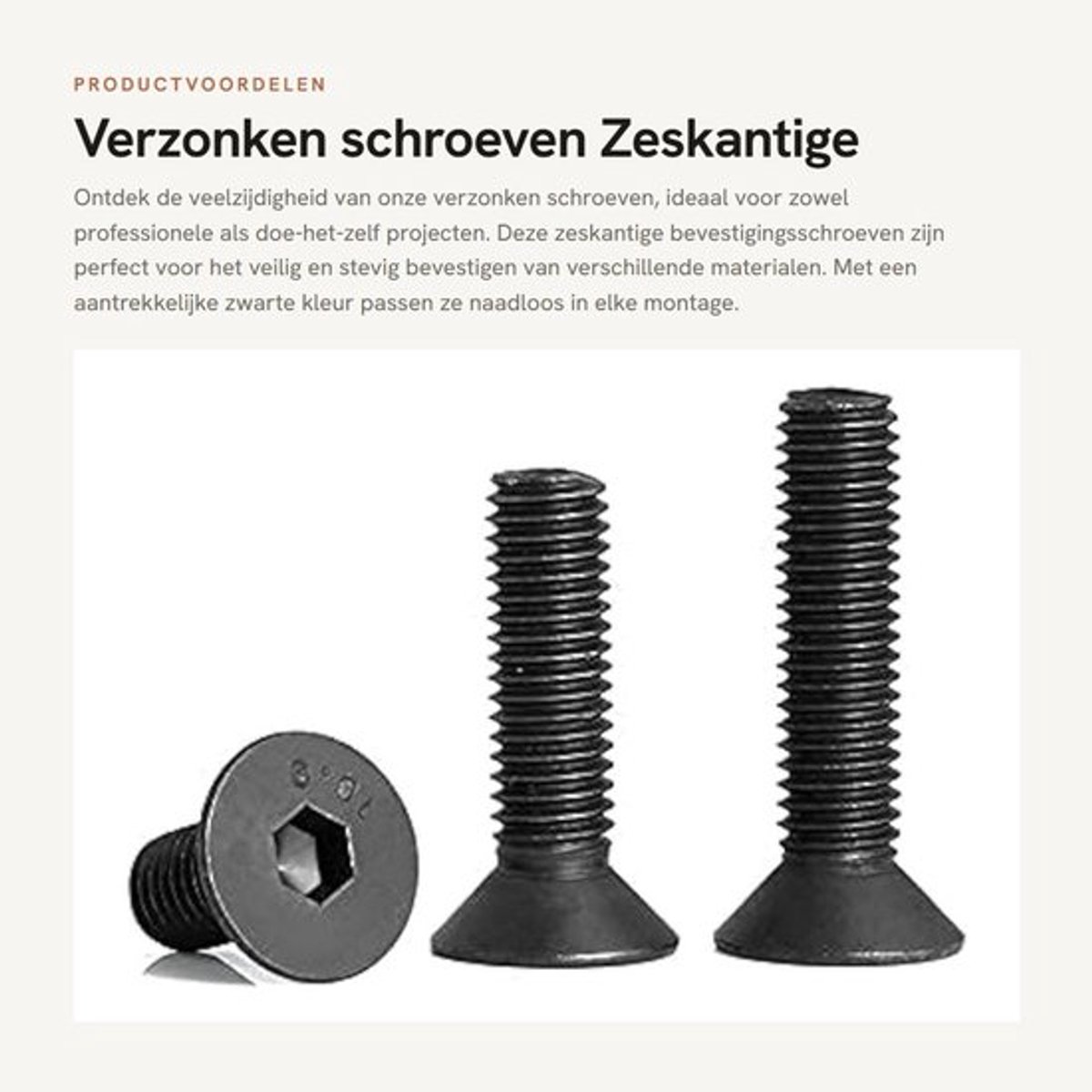 Verzonken Schroeven - 20 Stuks - Zeskantige Bevestigingsschroeven - M3/M4/M5/M6/M8 - Schroeflengte 20 mm - Zwarte Kleur