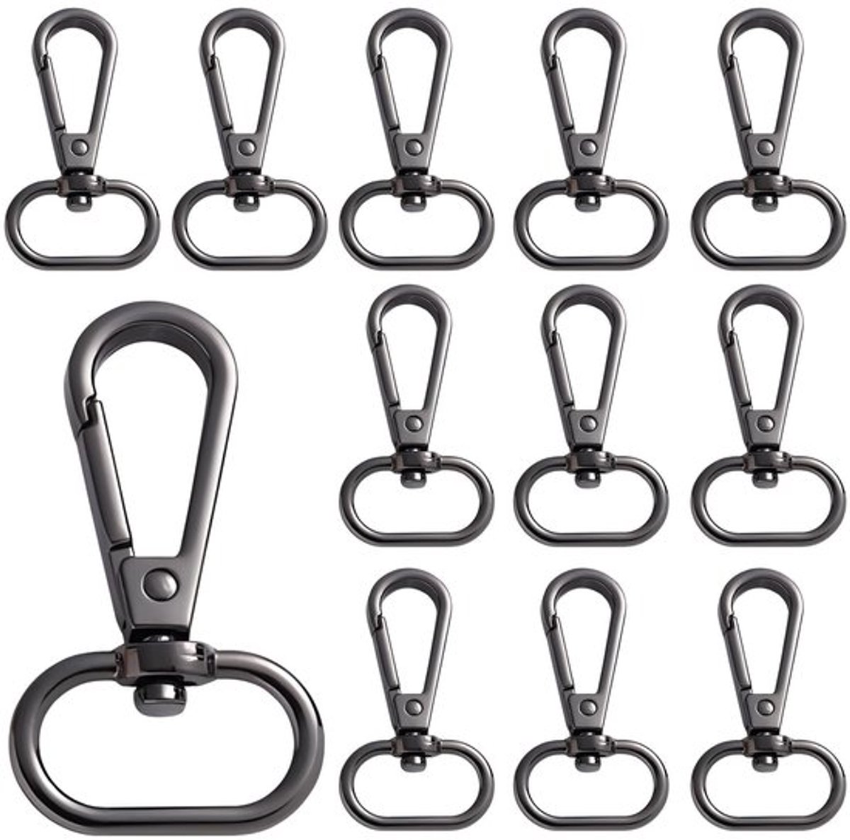 Karabijnhaak 12 Stuks - Draaibare Sleutelhangerclip - Metalen Sleutelhangers - 360 Graden Rotatie - Duurzaam en Veelzijdig - Sleutelhanger