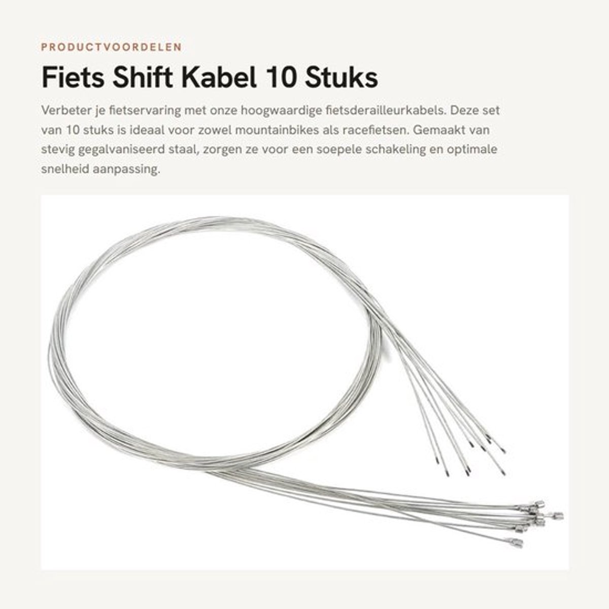 Shift Kabel 10 Stuks - Fiets Derailleur Kabels - RVS Remleiding - 2 Meter - Geschikt voor Mountainbike/Stadsfiets - Hoogwaardig Gegalvaniseerd Staal - Derailleurkabel