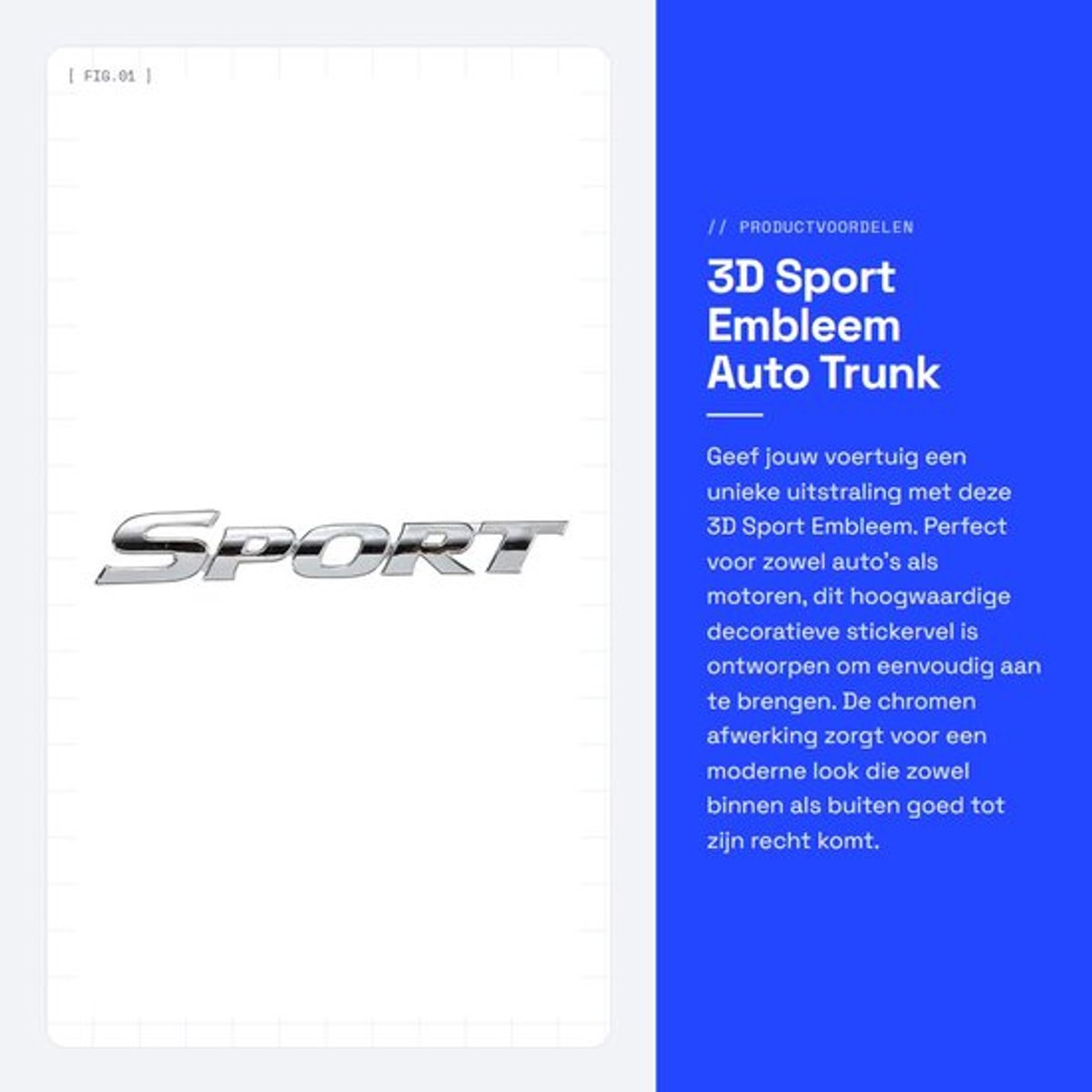 Trunk Badge Chroom - Auto Sticker - Embleem - Decoratie - ABS Kunststof - Eenvoudig te Plakken - Afmetingen 165 x 25 mm - Autosticker