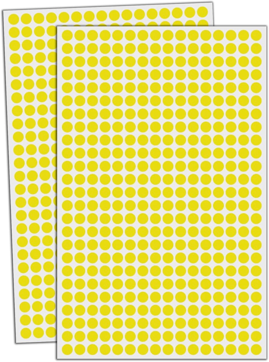 SnelShoppen - 6000 Stuks 8mm Gele Ronde Stickers - Zelfklevende Puntstickers voor Papier, Hout, Plastic - Ideaal voor Feesten, Kinderen, School, Organ