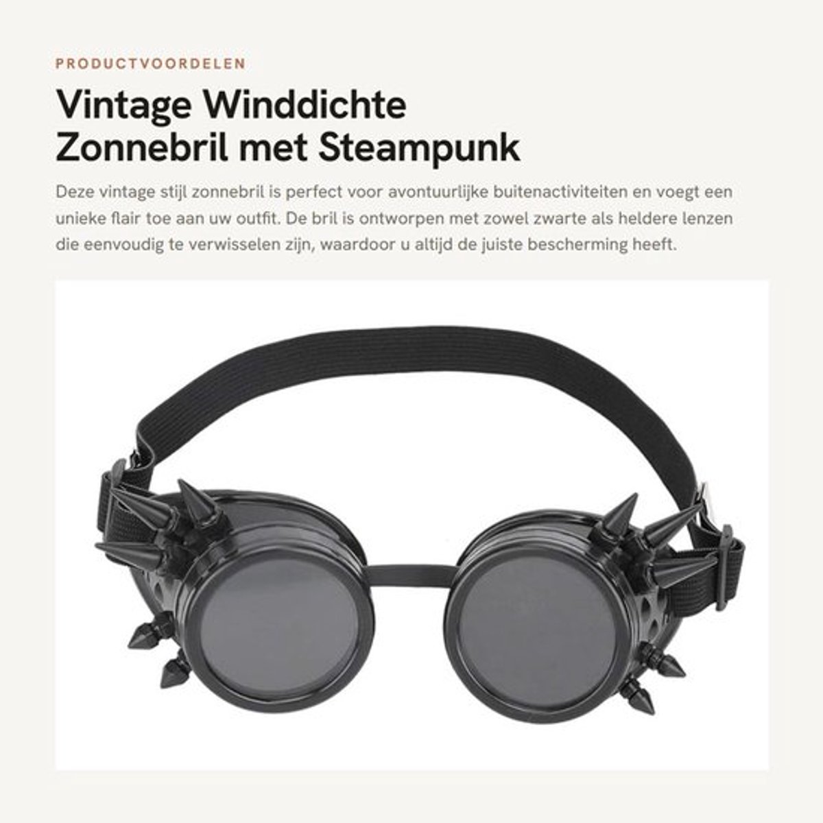 Zonnebril Vintage Stijl - Winddichte Fietsbril - Verstelbare Neuspads - Zwarte/Heldere Lenzen - Duurzaam ABS Materiaal - Uniek Ontwerp