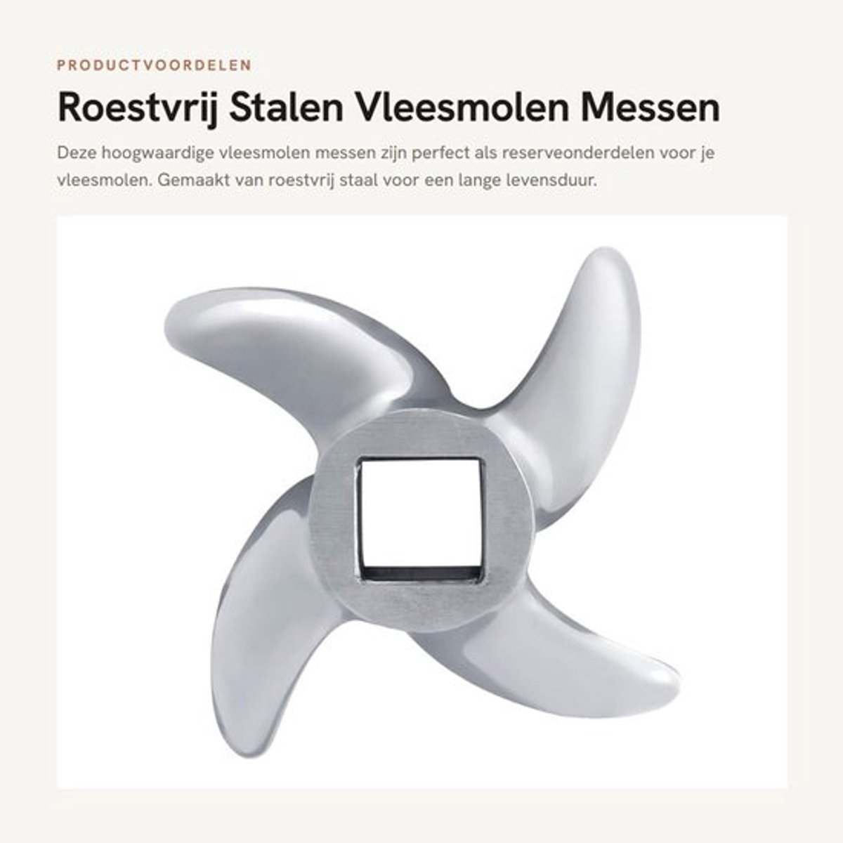 Vleesmolen Messen Roestvrij Staal - Reserveonderdelen - Kruismolen Lemmet - Vervangingsonderdeel - Geschikt voor Vleesmolen - Diameter 61 mm