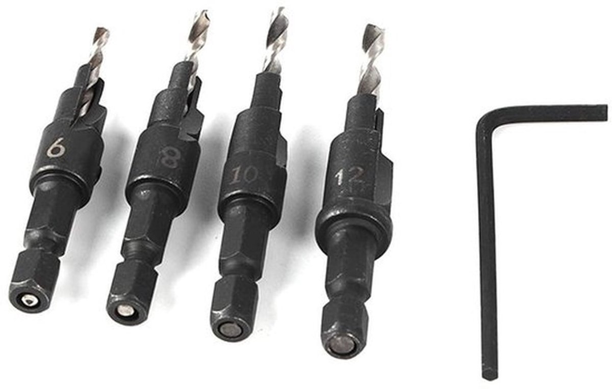 Taper Drill Bit Set - HSS Boor met Hexaansluiting en Inbussleutel