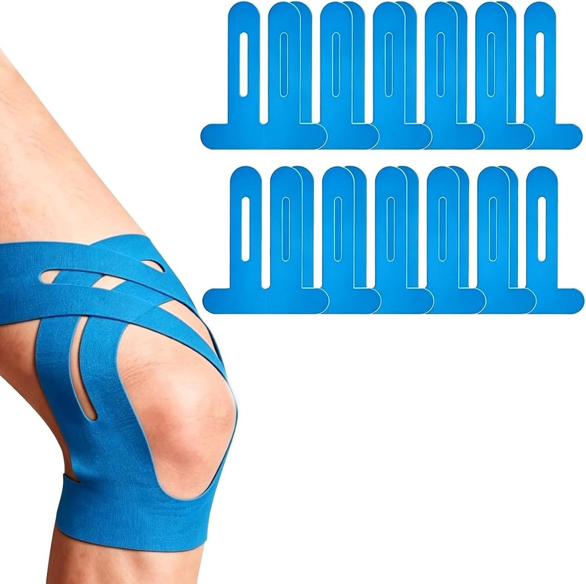 Pre-Cut Kinesio Tapes - 10 Stuks, Waterproof en Elastische Sporttape voor Spierondersteuning en Knieblessures, Blijft Goed Plakken tijdens Activiteiten