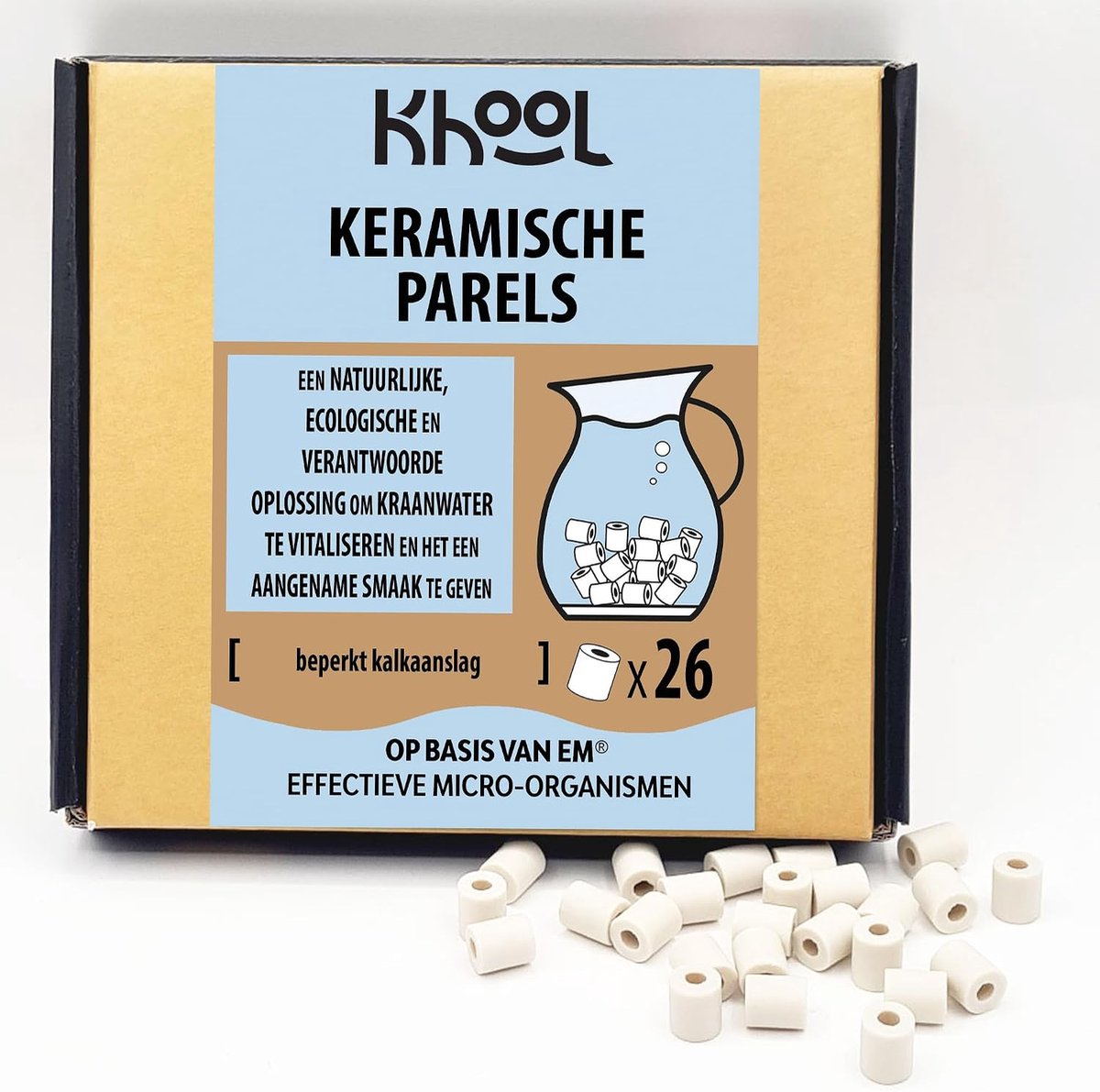SnelShoppen - 25+1 EM Natuurlijke Keramische Kralen, Waterfilter voor Kraan en Filterkaraf, Verbetert Water Smaak, Antikalk, voor Wasmachine, Vaatwass