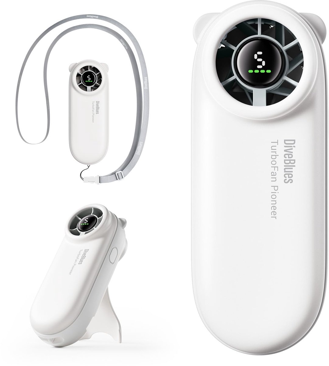 SnelShoppen - Mini Draagbare Turbo-Handventilator 4000mAh USB Oplaadbaar met 5 Snelheden, 16 Uur Accuduur, Ideaal voor Reizen, Buiten, Concerten, Kant