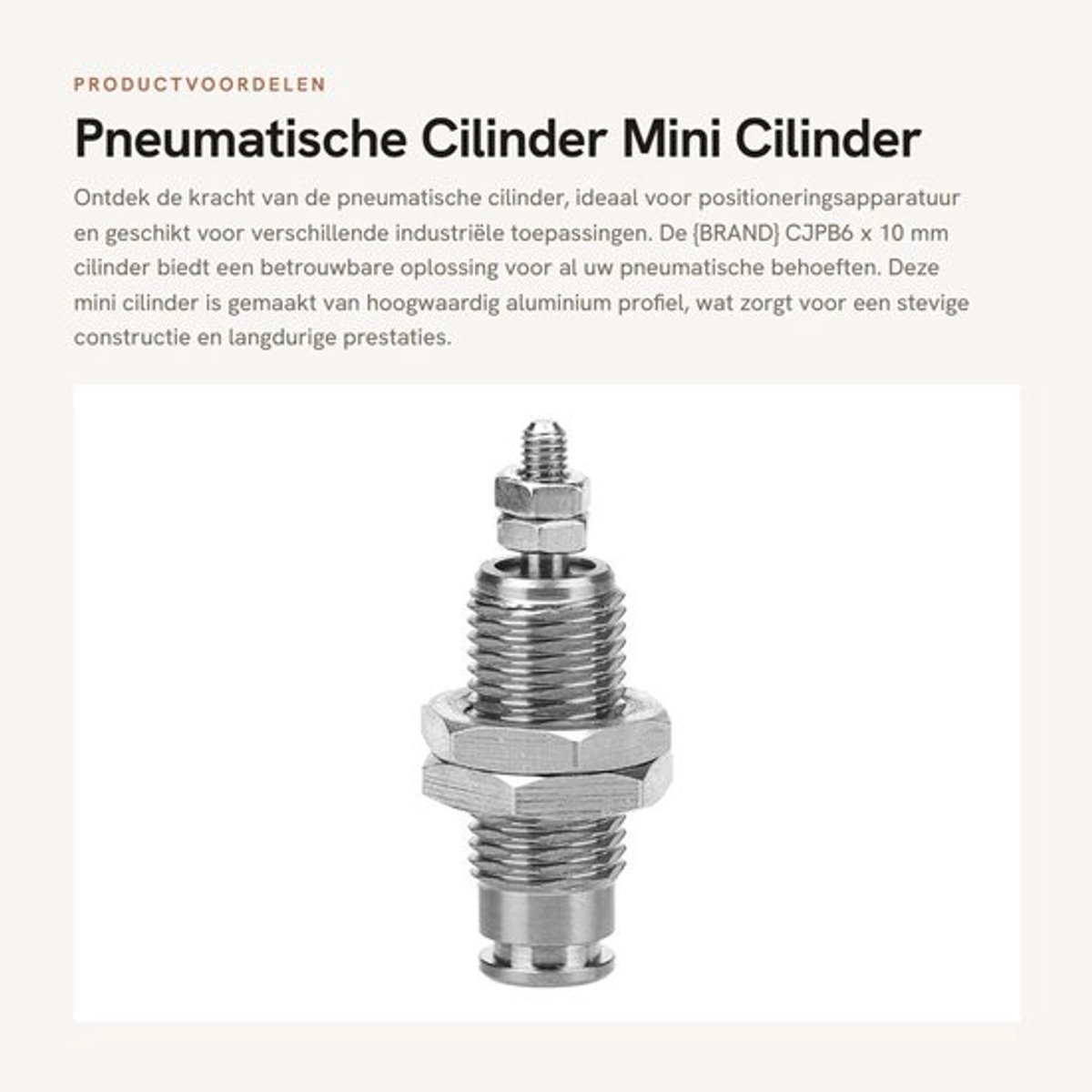 Pneumatische Cilinder CJPB6 x 10 mm - Enkele Mini-Naaldvorm - Positioneringsapparatuur - Maximale Werkdruk 0,7 MPA - Werkingsmodus Eenvoudige Actie - Inclusief 1 Cilinder