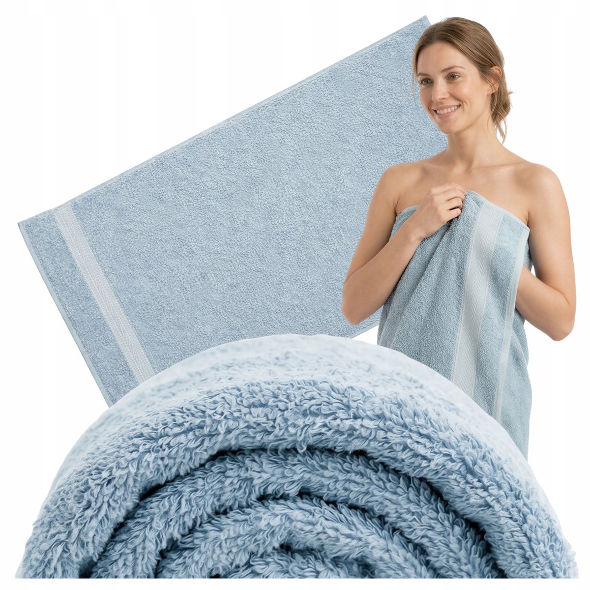 KONEY - Badhanddoek - Soft - 70 x 140 cm - Lichtblauw - 500 g/m²