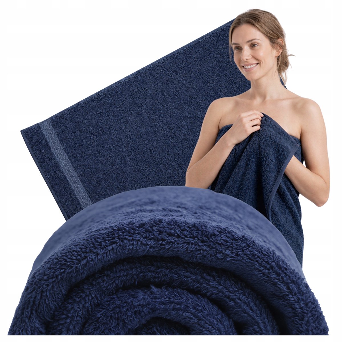 KONEY - Badhanddoek - Soft - 70 x 140 cm - Marineblauw - 500 g/m²