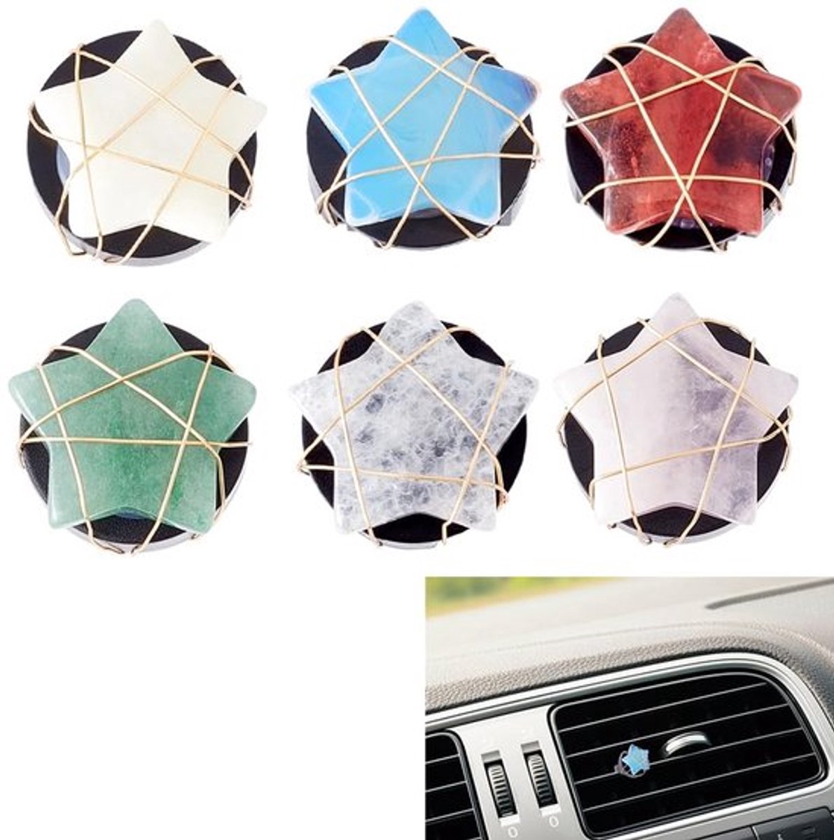 Luchtverfrisser Auto - 6 Stuks Vent Clips - Decoratieve Accessoires - Leuk Ontwerp - Voor Vrouwen/Mannen - Frisse Geur - Auto Geurhanger