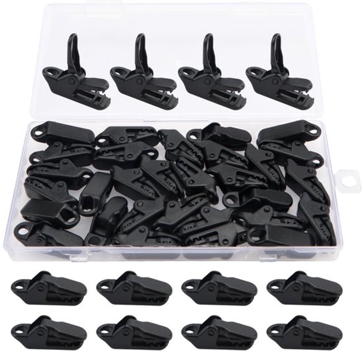 Tarp Clips 30 Stuks - Tentklemmen - Zeilclips - Lichtgewicht - Duurzaam - Sterke Grip - Zwart Plastic - Tentklem