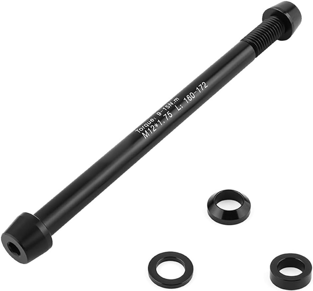 Fiets Roltrainer Steekas - Adapter As - Indoor Fietsen - Verstelbare Afstandhouders - M12 x 1.5 160-172mm - Zwart