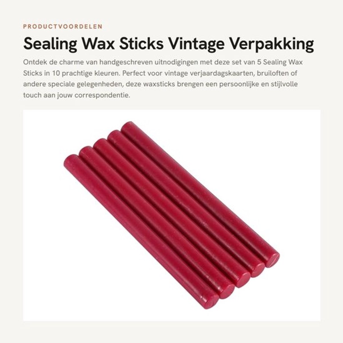 Sealing Wax 5 Stuks - 10 Kleuren - Retro/Delicaat - Niet Plakkerig - Voor Uitnodigingen/Enveloppen - Geschikt voor Lijmpistool - Wasstiften