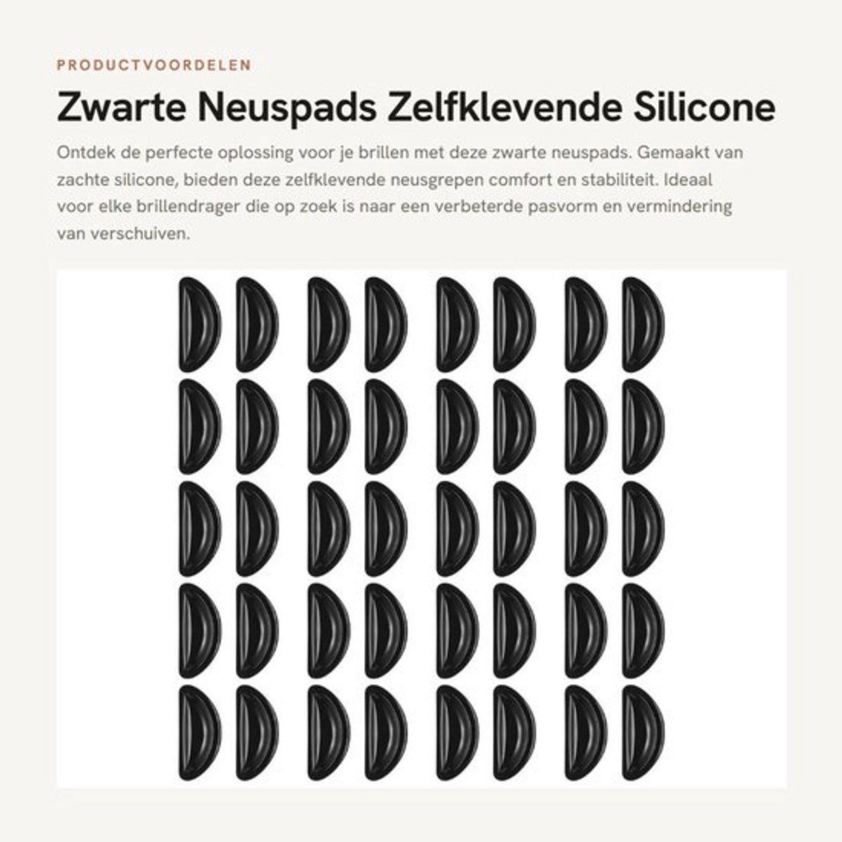 Neuspads Zacht Siliconen - Zelfklevend - Antislip - D-vormig - 40 Stuks - 1,5 x 0,7 cm - Brillenpads
