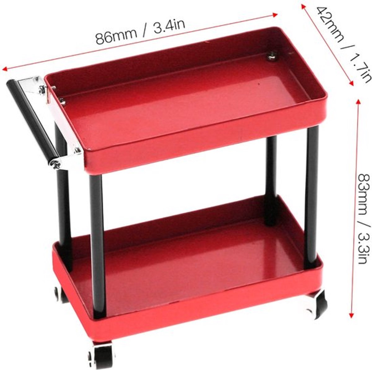 Gereedschapswagen Metalen Constructie - Gereedschapswagen Leeg - Gereedschapswagen Verrijdbaar - Gereedschapswagen Voor RC-accessoires - 2 Laags Ontwerp - Duurzaam en Praktisch - Opslagwagen