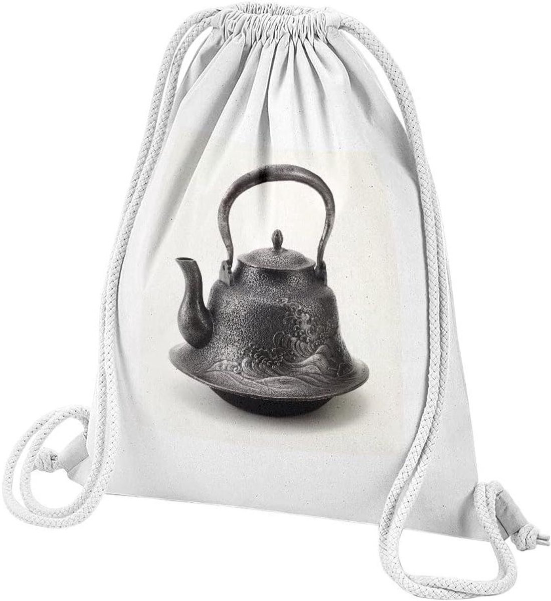 Gymtas Katoen - Sporttas Trekkoord - Sportschool Bezoek - 12 Liter Capaciteit - 37 x 46 cm - Wit