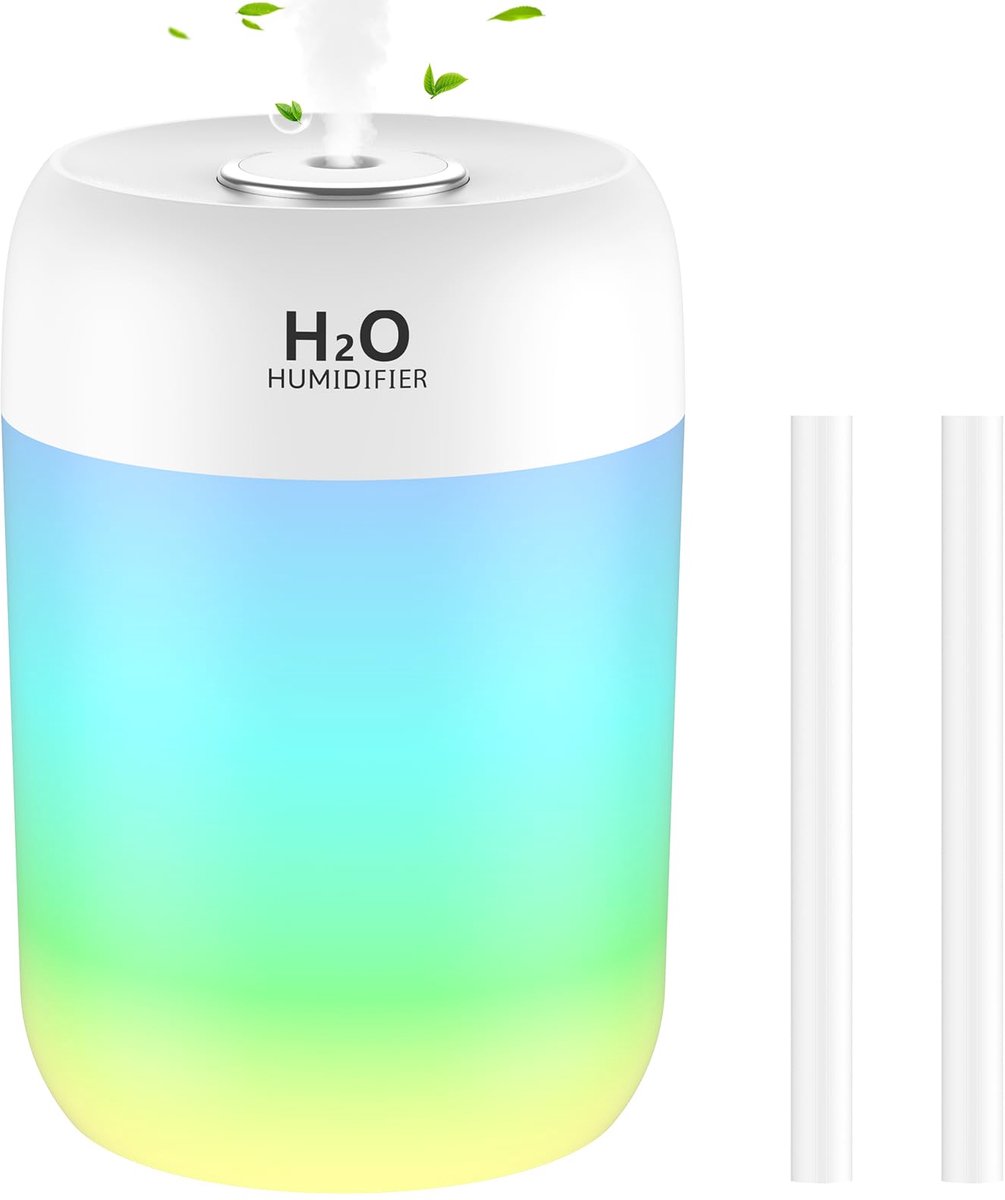 SnelShoppen - Cool Mist Luchtbevochtiger voor Slaapkamer met Nachtlampje - Mini Air Humidifier - Top-Fill - Stille Werking - Automatische Uitschakelin