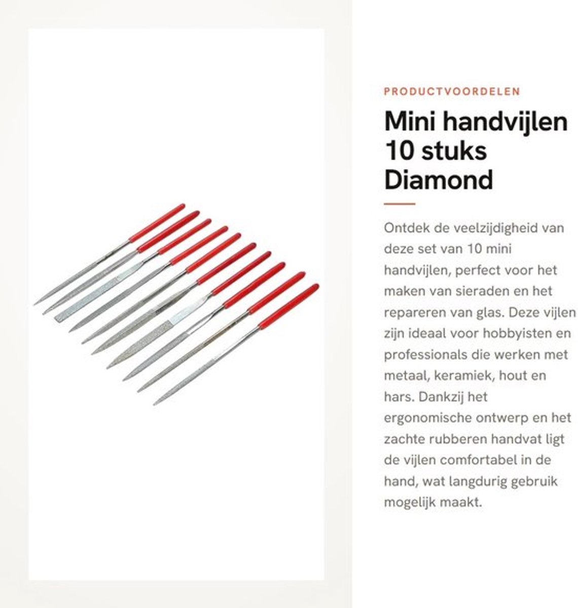 Handvijlen Set van 10 - Mini Diamant Vijl - Ergonomisch Handvat - Slijtvast - Voor Sieraden en Houtbewerking - Hoogwaardige Koolstofstaal - Vijlen
