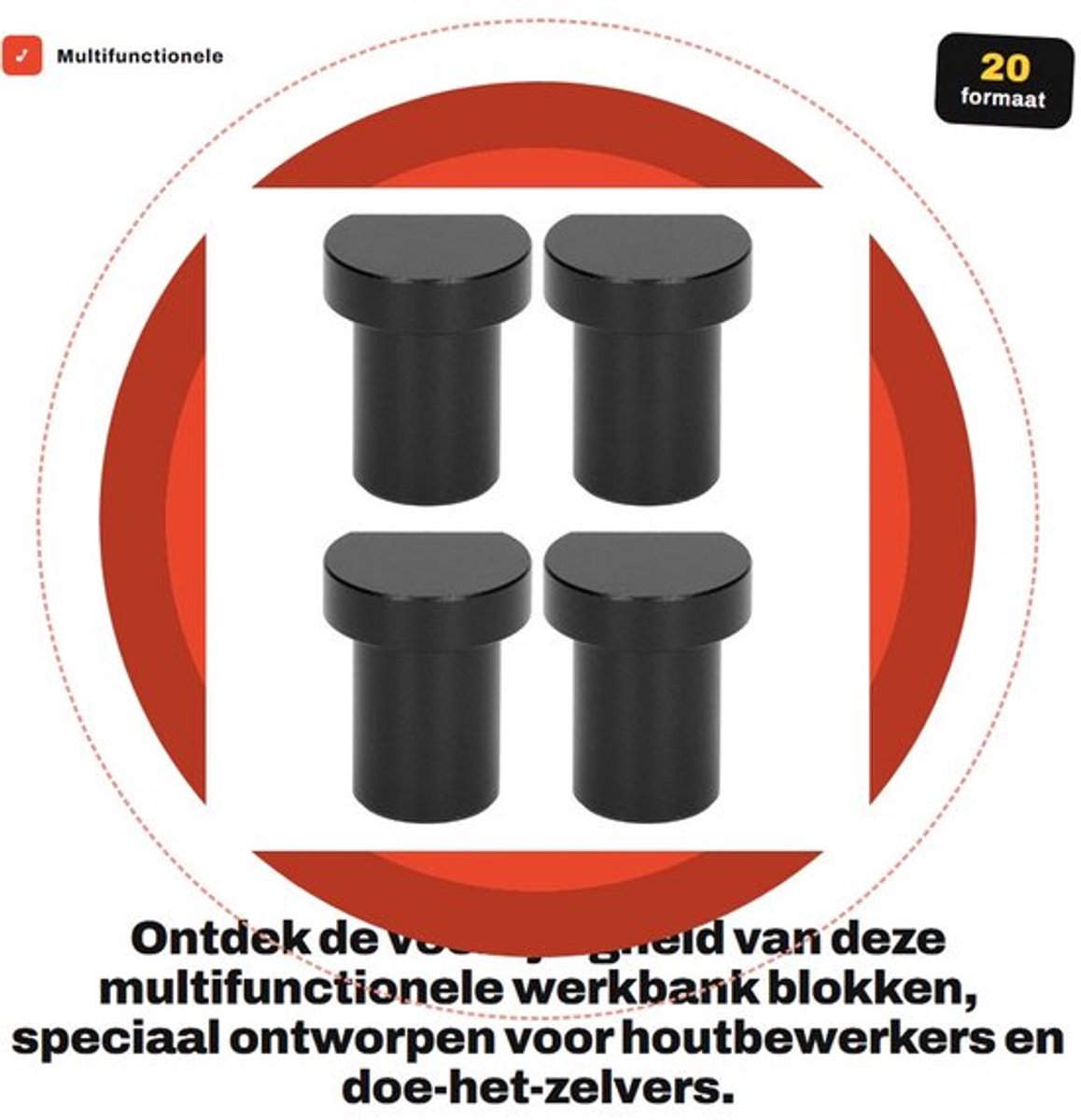 Werkbank 4-delige Set - Aluminium/Houtbewerking - Bankremstops - Compact/Duurzaam - Diameter 20 mm - Geschikt voor Houten Planken
