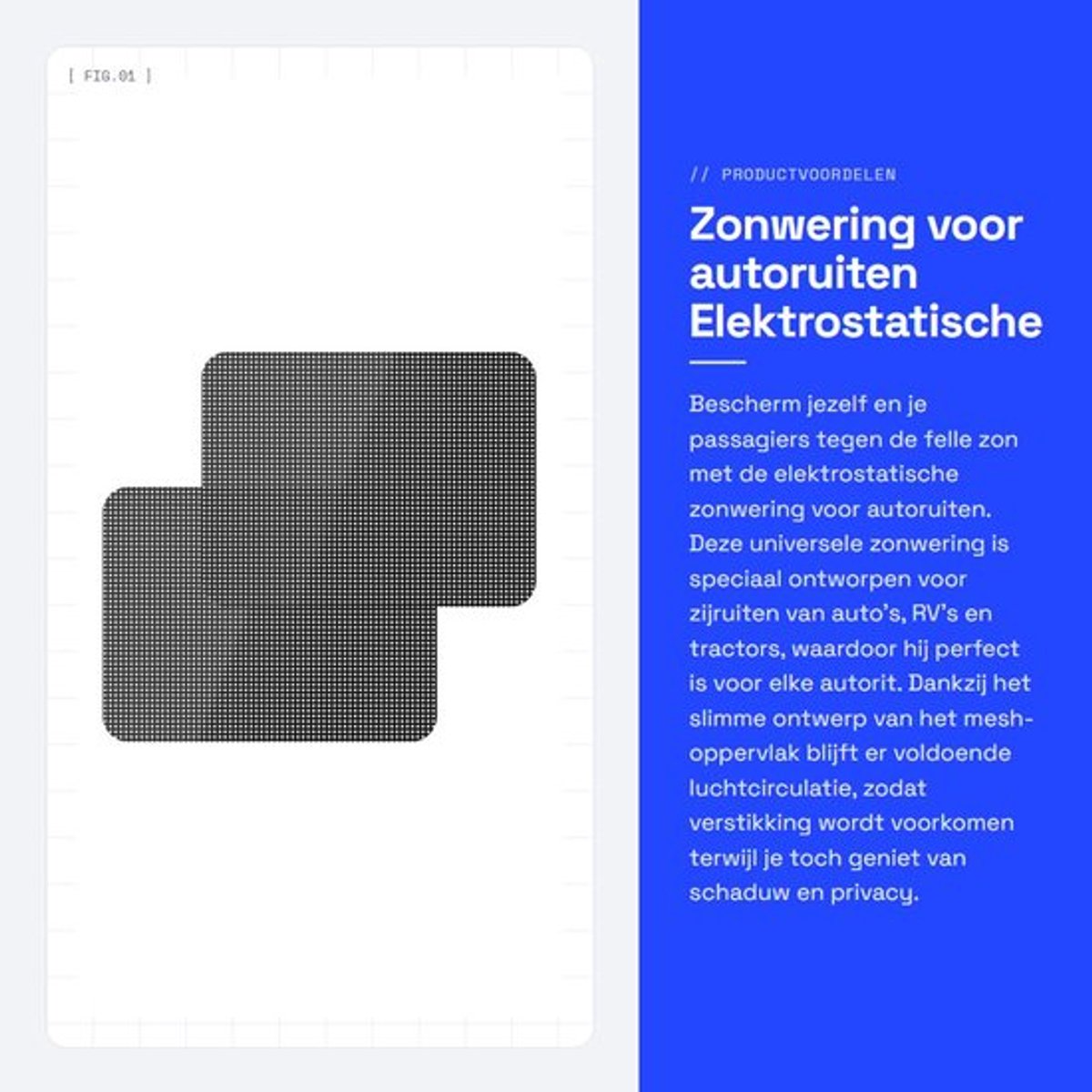 Zonwering voor Autoruiten - Elektrostatische Zonwering - Universele Zonwering - Antistatische Technologie - 2 Stuks - 42 x 38 cm - Auto Zonneklep