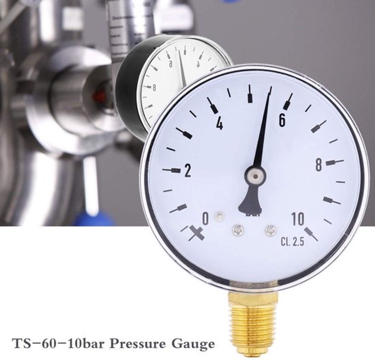 Drukmeter 0-10 bar - Manometer - 2.3 inch - Precisie instrument - Geschikt voor lucht/vloeistoffen - NPT draad aansluiting