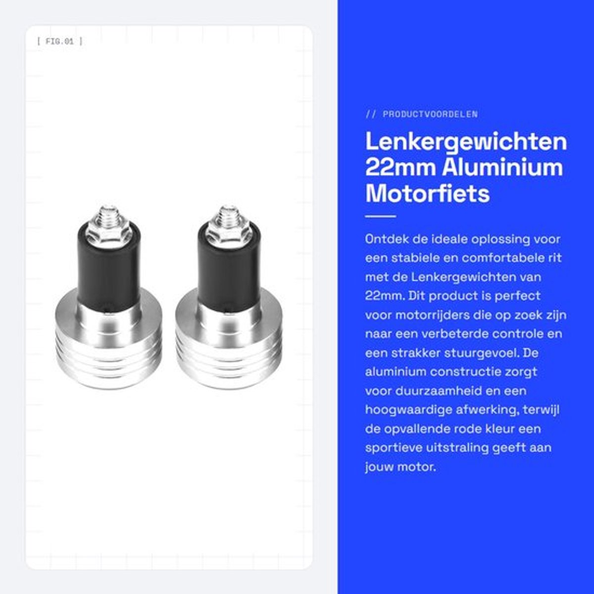 Lenkergewicht Universeel - 22mm Aluminium - Motorfiets/Auto - Gewichtsausgleichsstecker - Hoogwaardige Kwaliteit - Innovatief Ontwerp - Motorhandgrepen